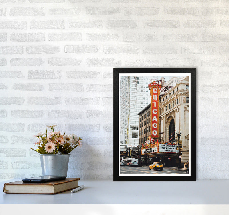 Retro Chicago Theatre Modern Print A3 White Frame