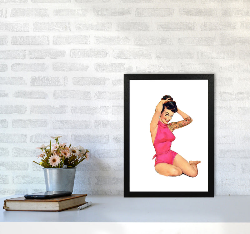Retro Pin Up Girl Modern Print A3 White Frame