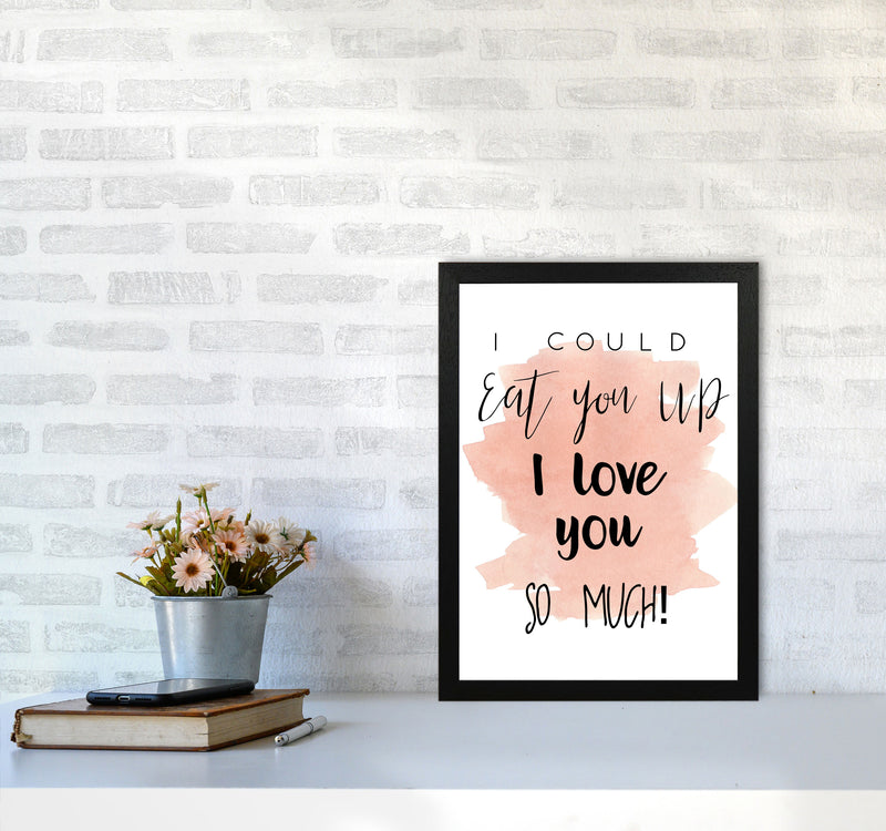 Eat You Up Peach Watercolour Modern Print A3 White Frame