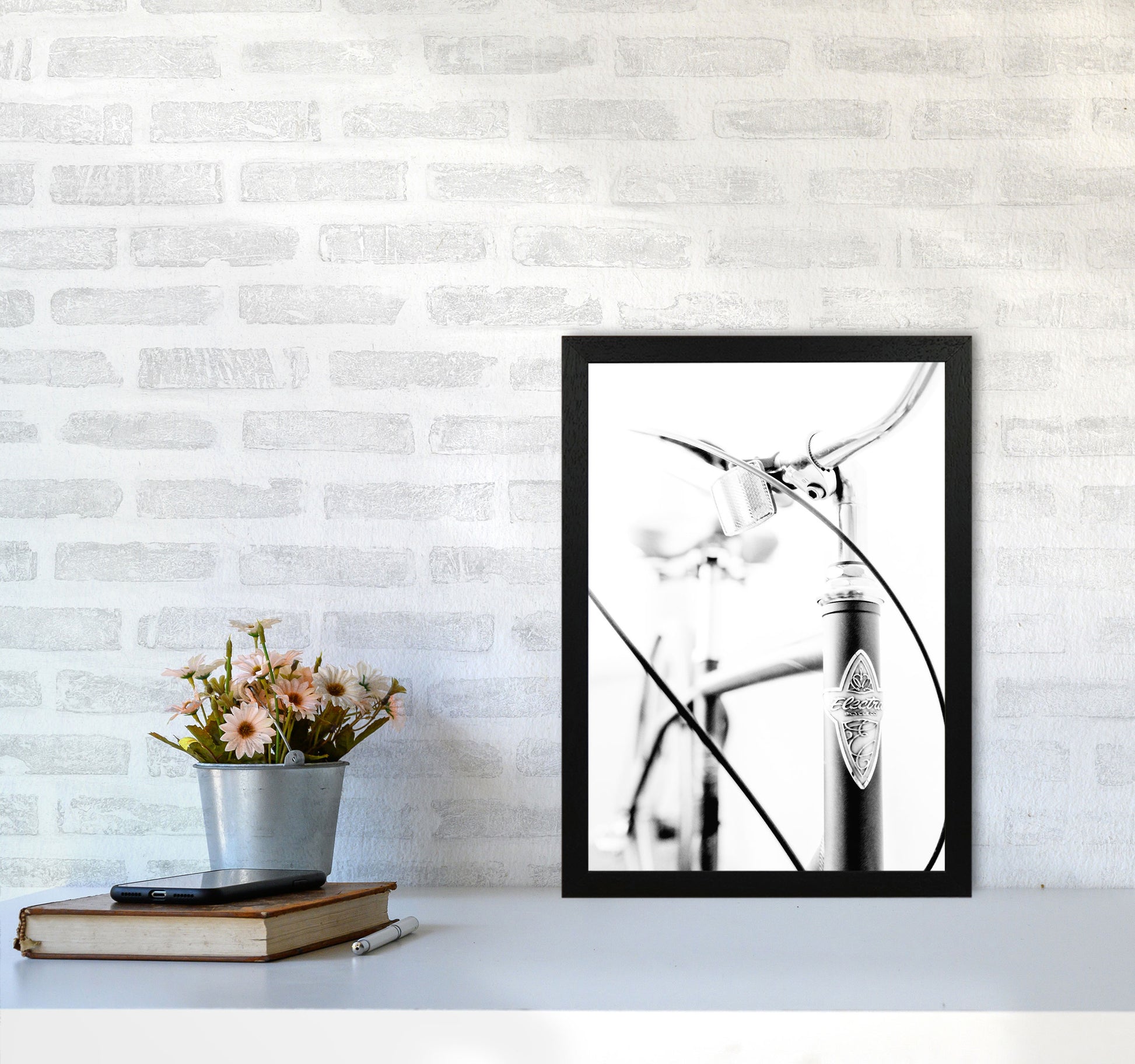 Retro Bike Frame Modern Print A3 White Frame