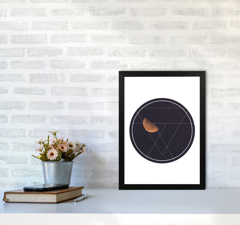 Black Moon Circle Modern Print A3 White Frame