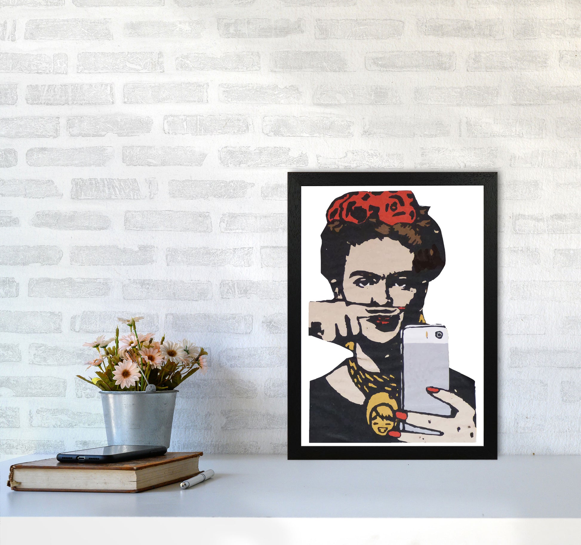 Urban Frida Kahlo Modern Print A3 White Frame