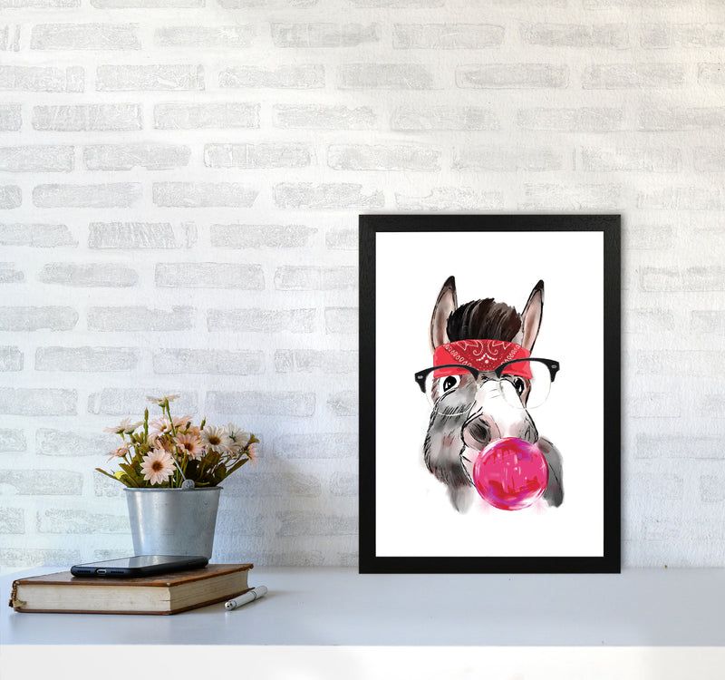 Gangster Donkey Modern Print Animal Art Print A3 White Frame