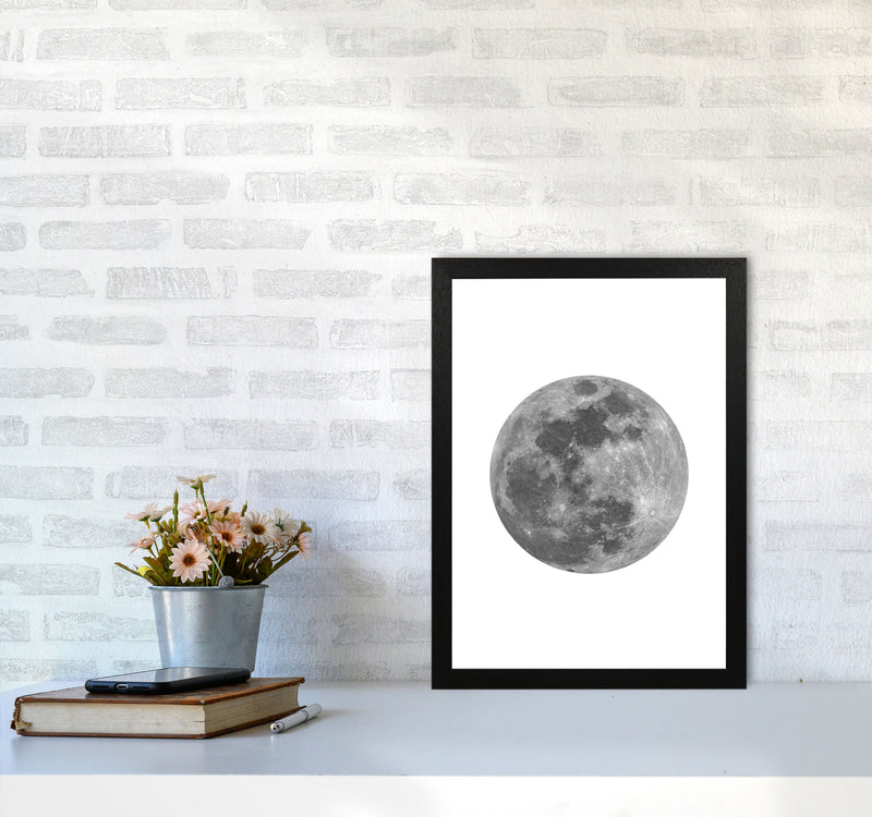 Grey Moon Modern Print A3 White Frame