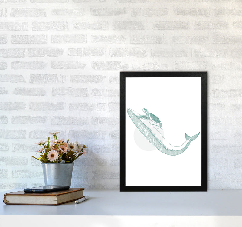 Marine Animals Whale And Turtle Modern Print Animal Art Print A3 White Frame