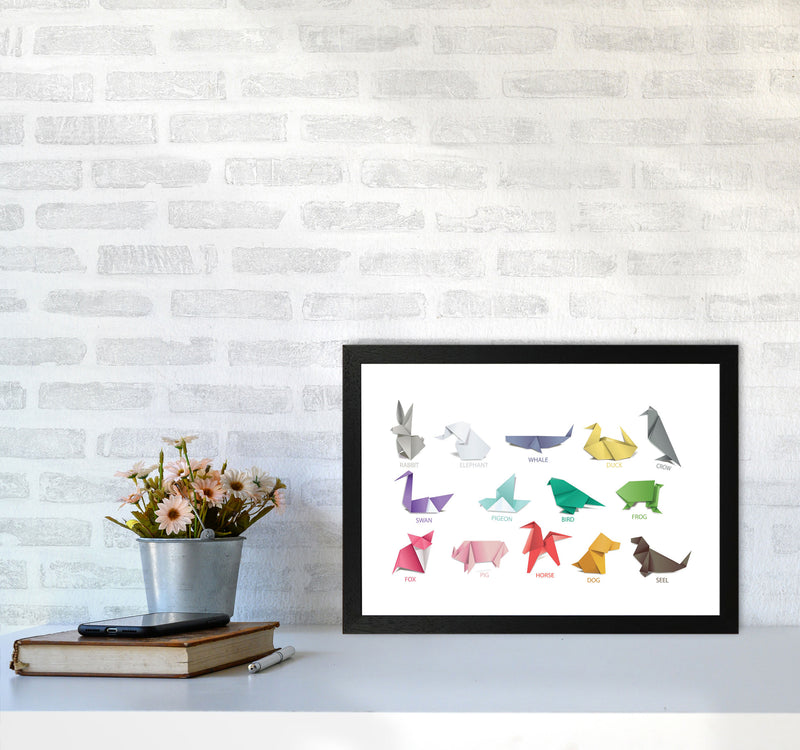 Origami Animals Modern Print A3 White Frame