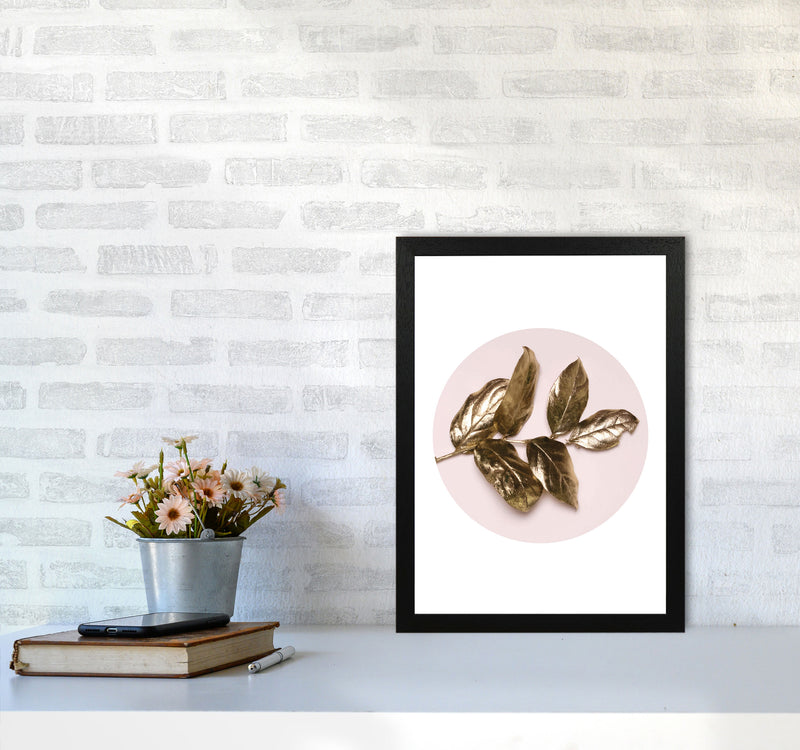 Pink And Gold Leaf Modern Print, Framed Botanical & Nature Art Print A3 White Frame
