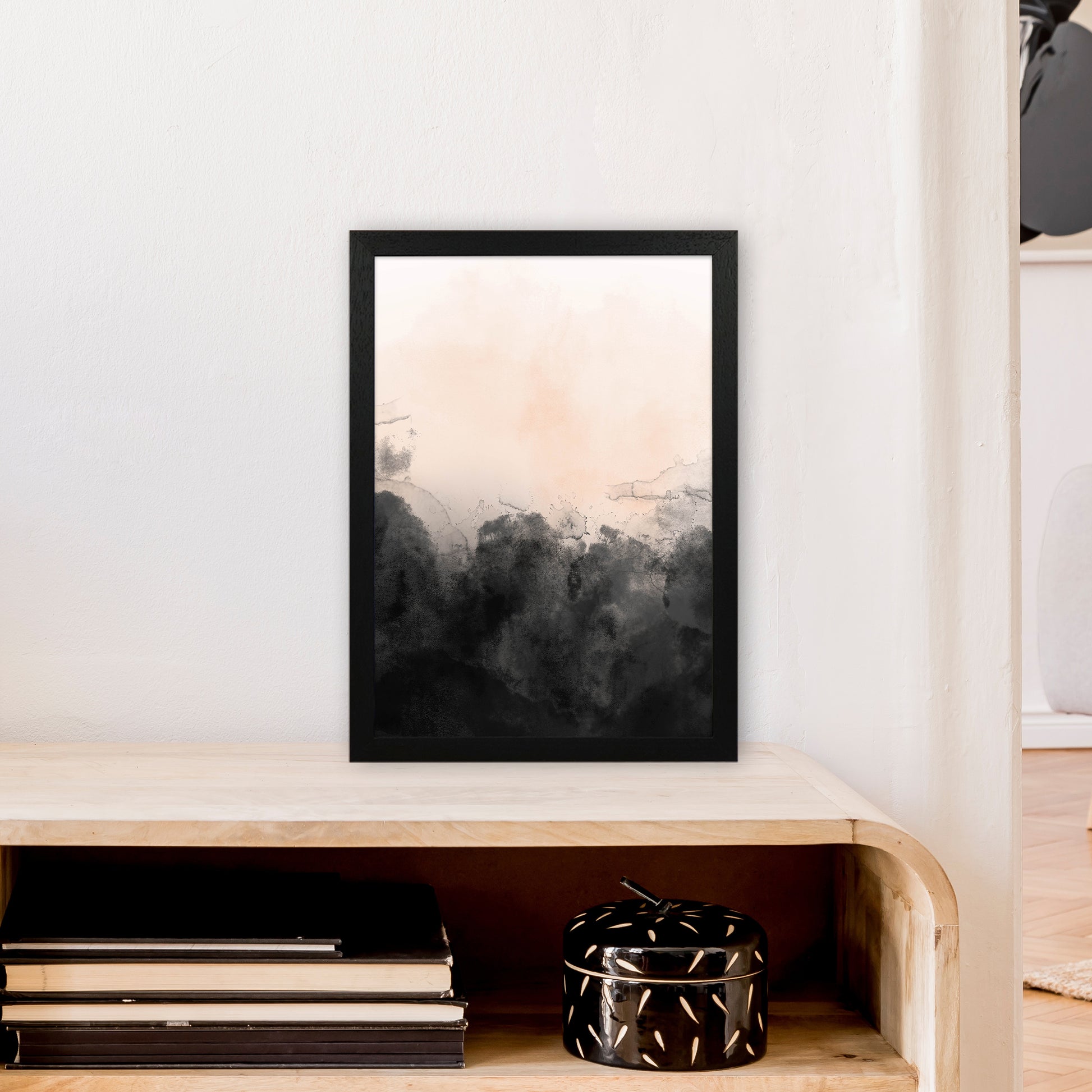 Nude And Black Watercolour 3  Art Print by Pixy Paper A3 White Frame
