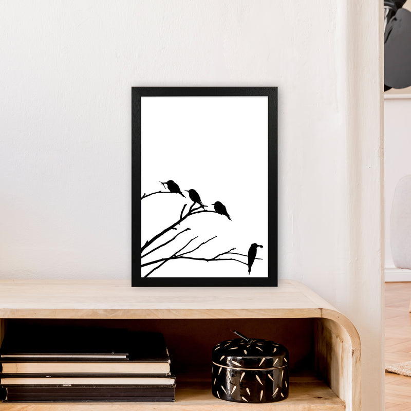 Corner Branch With Birds Art Print by Pixy Paper A3 White Frame