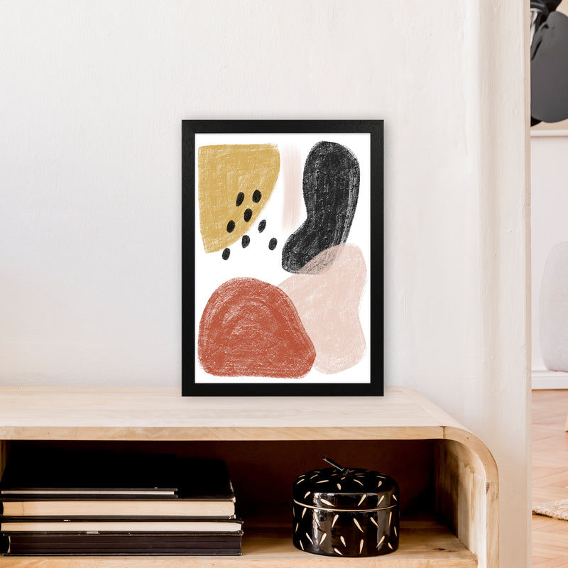 Dalia Chalk Black Polka Shapes  Art Print by Pixy Paper A3 White Frame
