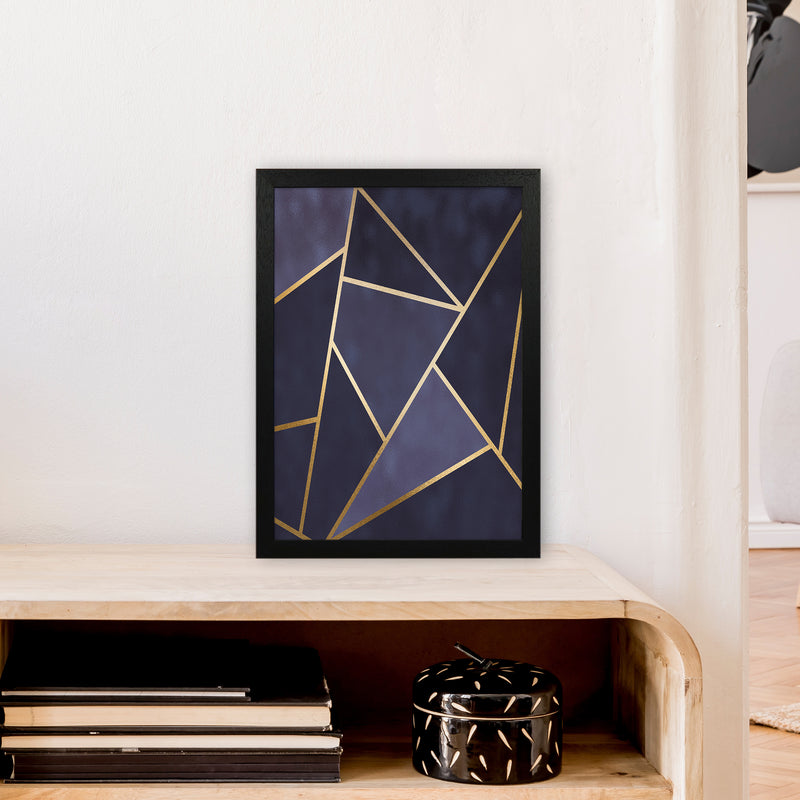Lux Navy And Gold Geo Print  Art Print by Pixy Paper A3 White Frame