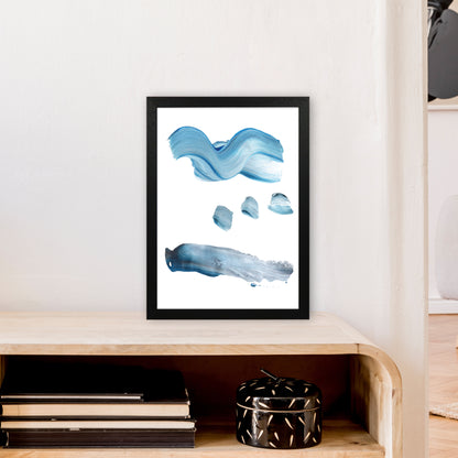Light Blue Paint Strokes  Art Print by Pixy Paper A3 White Frame