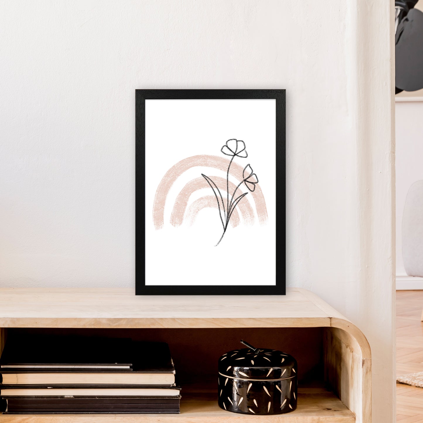 Dalia Chalk Pink Rainbow  Art Print by Pixy Paper A3 White Frame