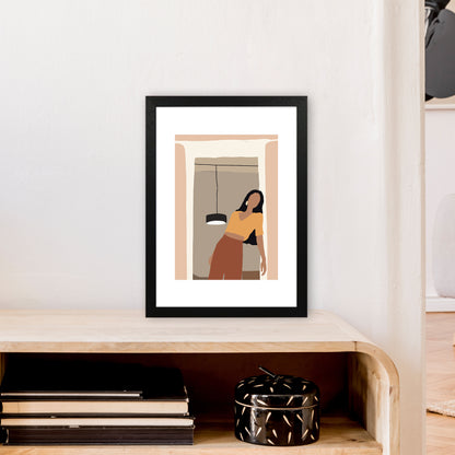 Mica Girl In Doorway N10  Art Print by Pixy Paper A3 White Frame