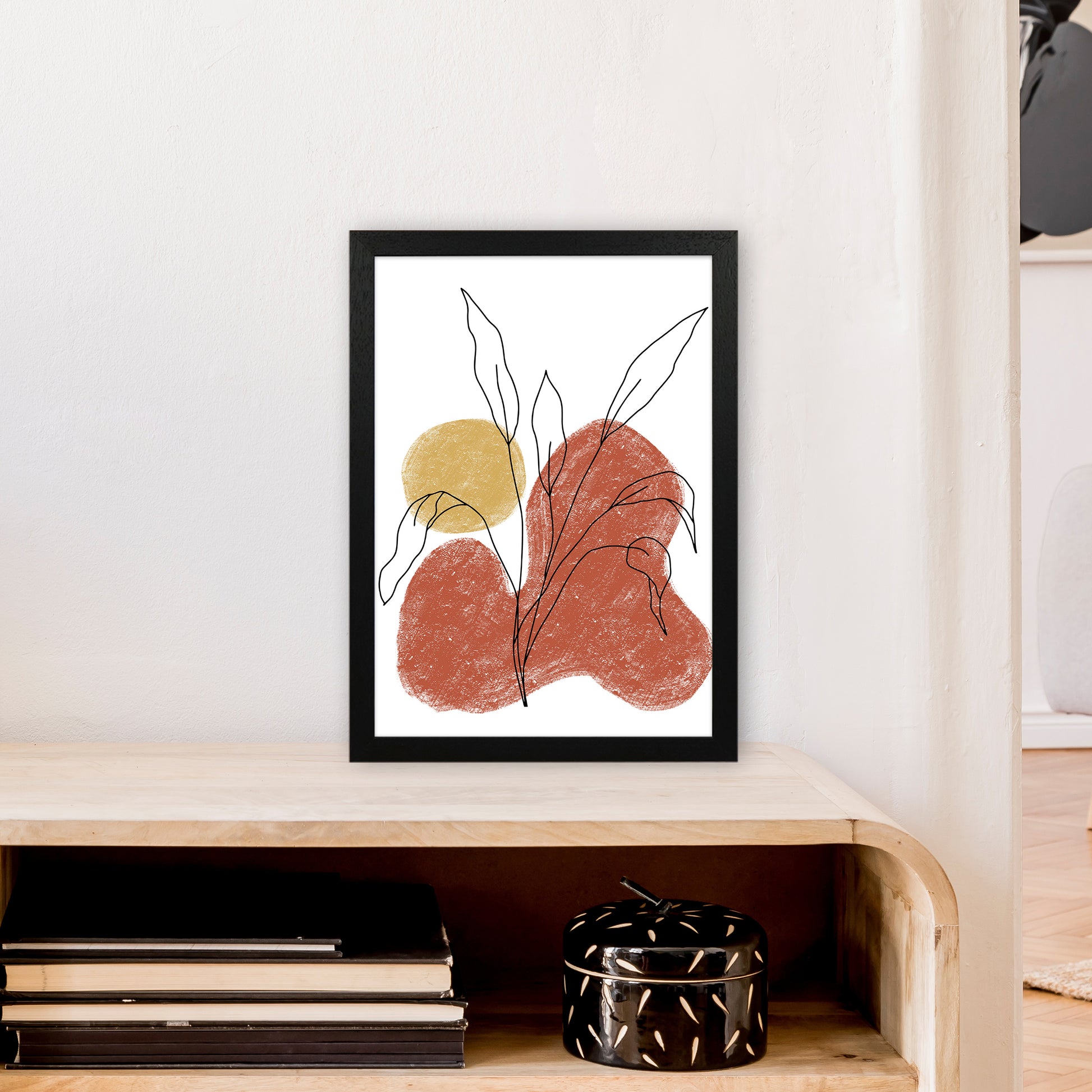 Dalia Chalk Red Floral  Art Print by Pixy Paper A3 White Frame