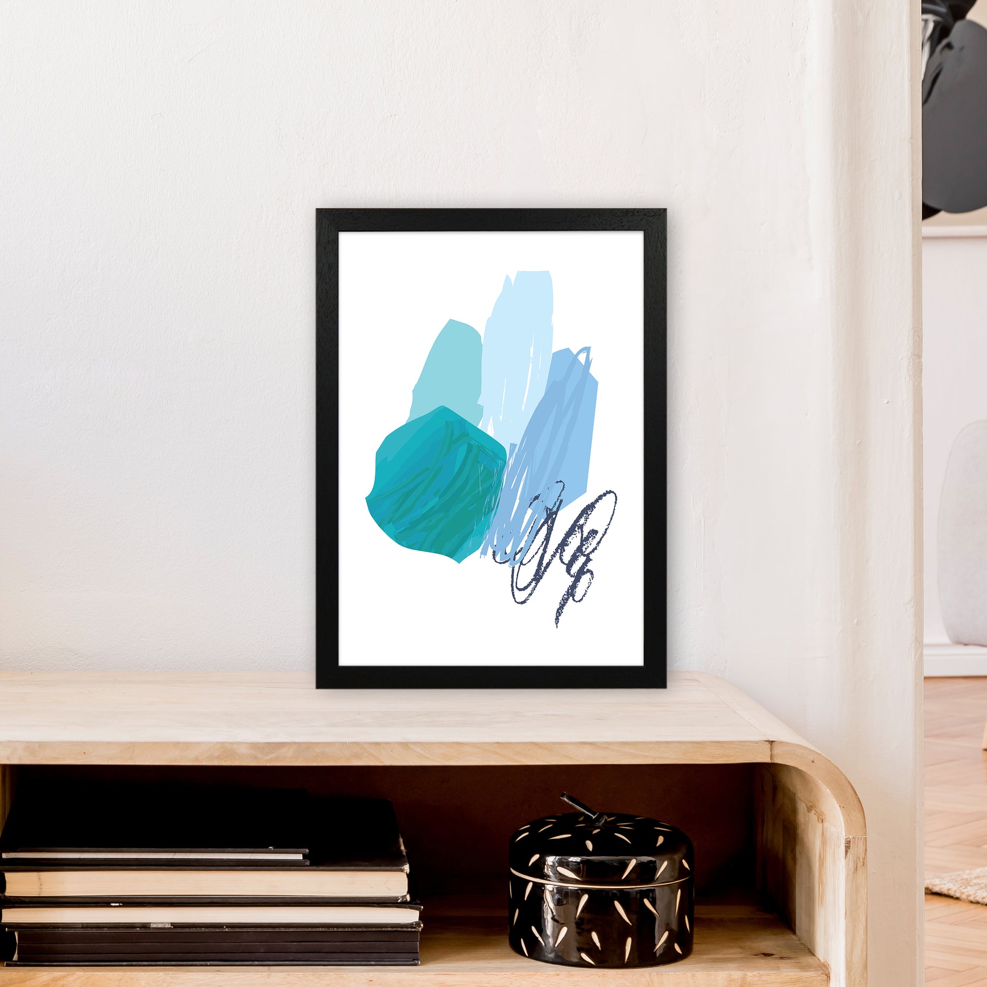 Blue Palette Drawings  Art Print by Pixy Paper A3 White Frame