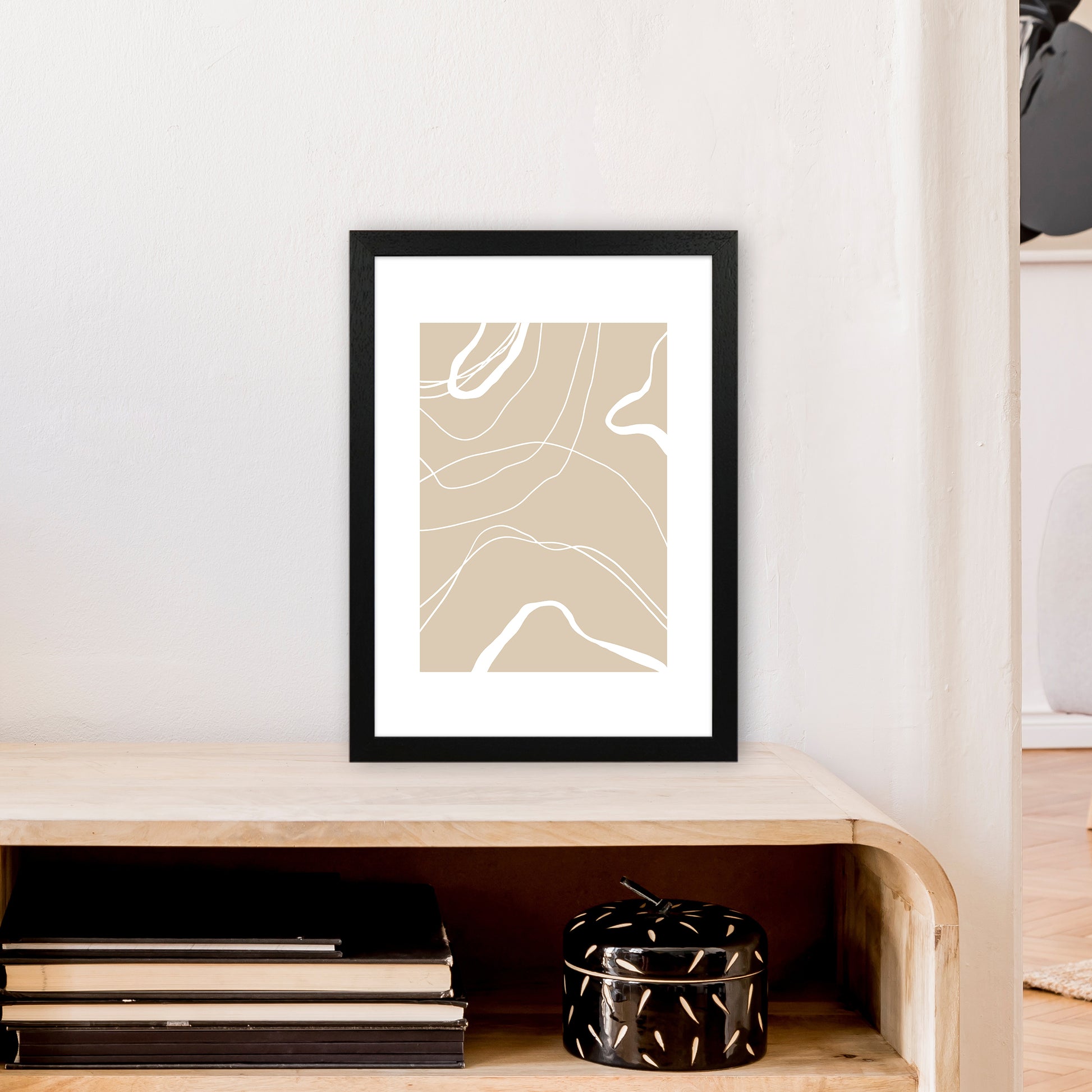 Mica Sand Swirls N24  Art Print by Pixy Paper A3 White Frame