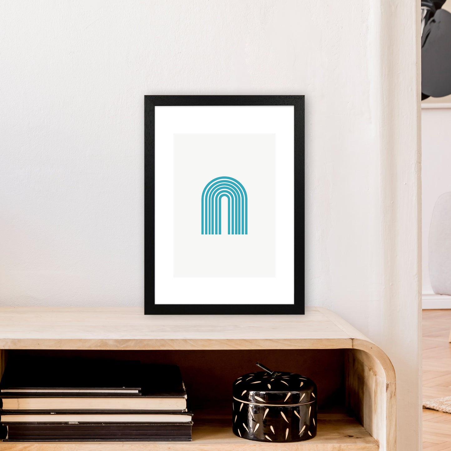 Mita Teal Rainbow N7  Art Print by Pixy Paper A3 White Frame