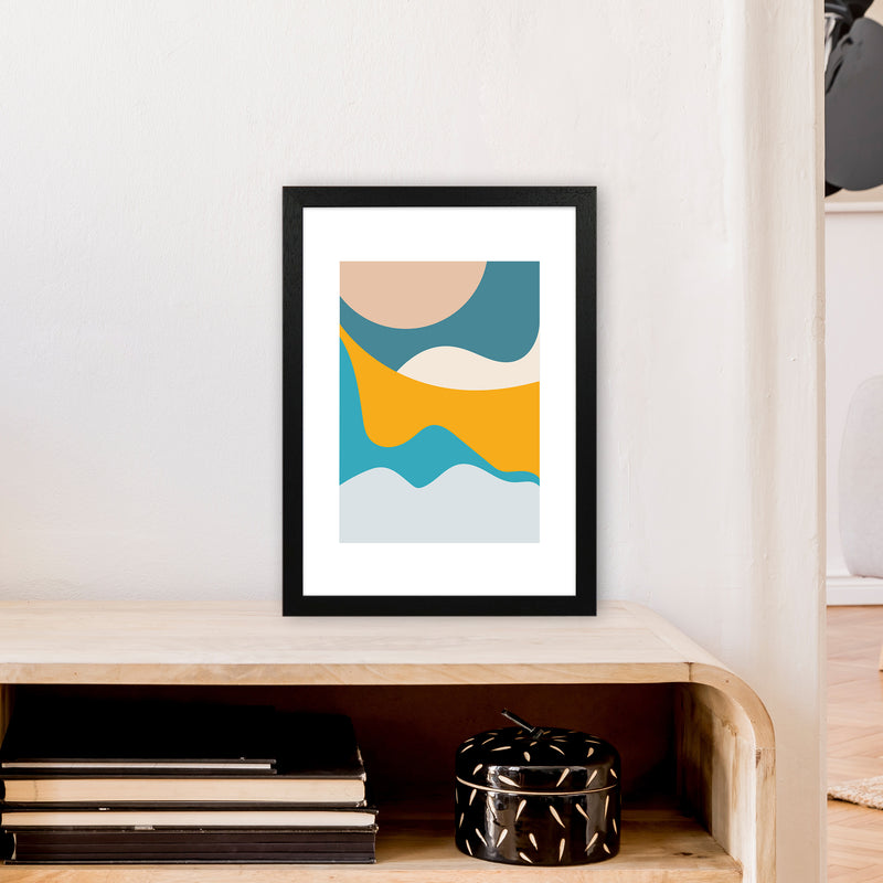 Mita Teal Dunes N14  Art Print by Pixy Paper A3 White Frame