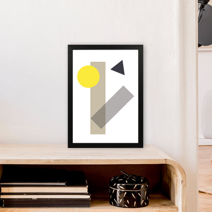 Random Geo Yellow  Art Print by Pixy Paper A3 White Frame