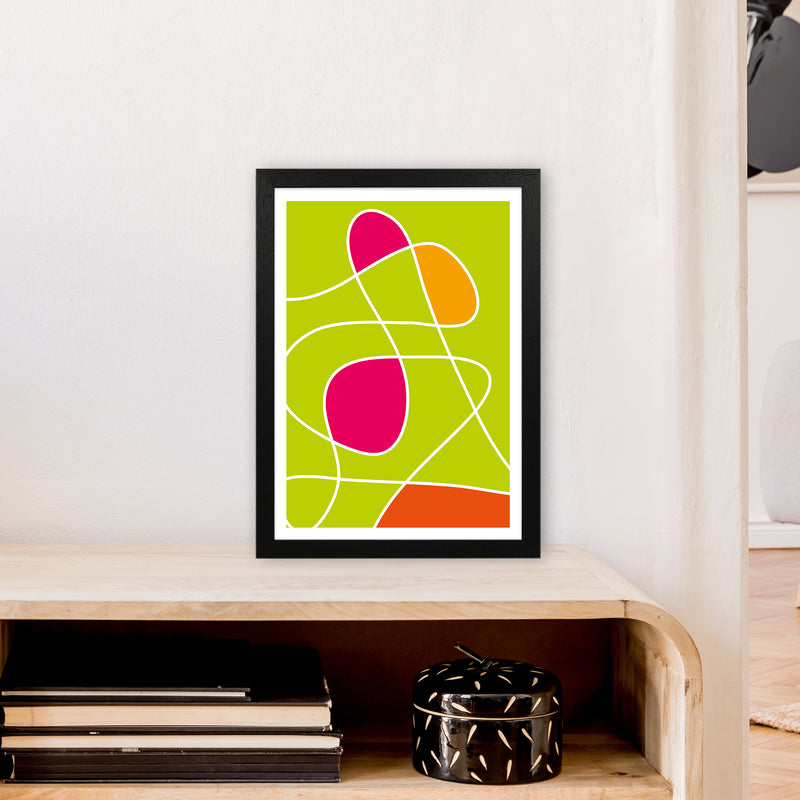 Lime Mess Neon Funk  Art Print by Pixy Paper A3 White Frame