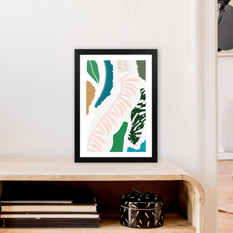 Pink Leaf Jungle Abstract  Art Print by Pixy Paper A3 White Frame