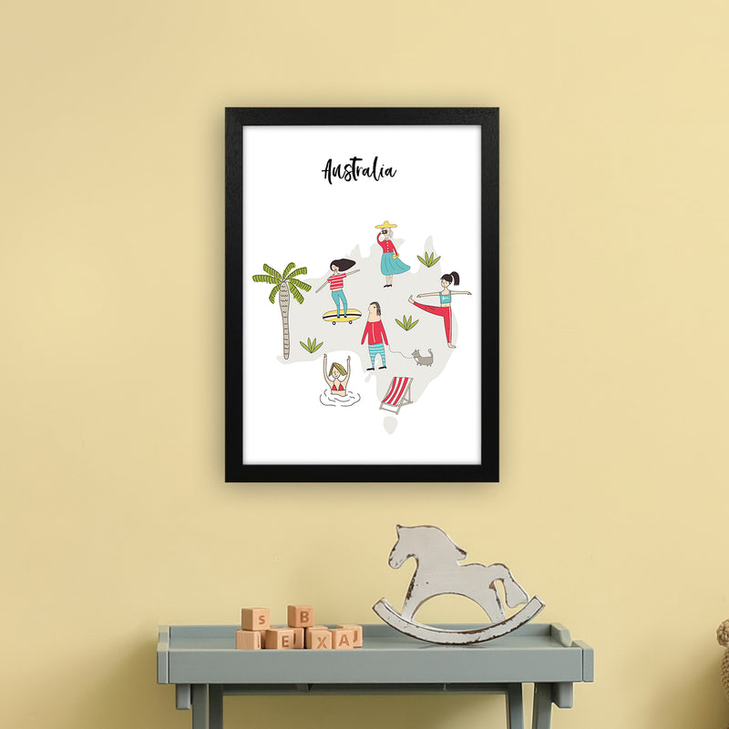 Australia Map  Art Print by Pixy Paper A3 White Frame