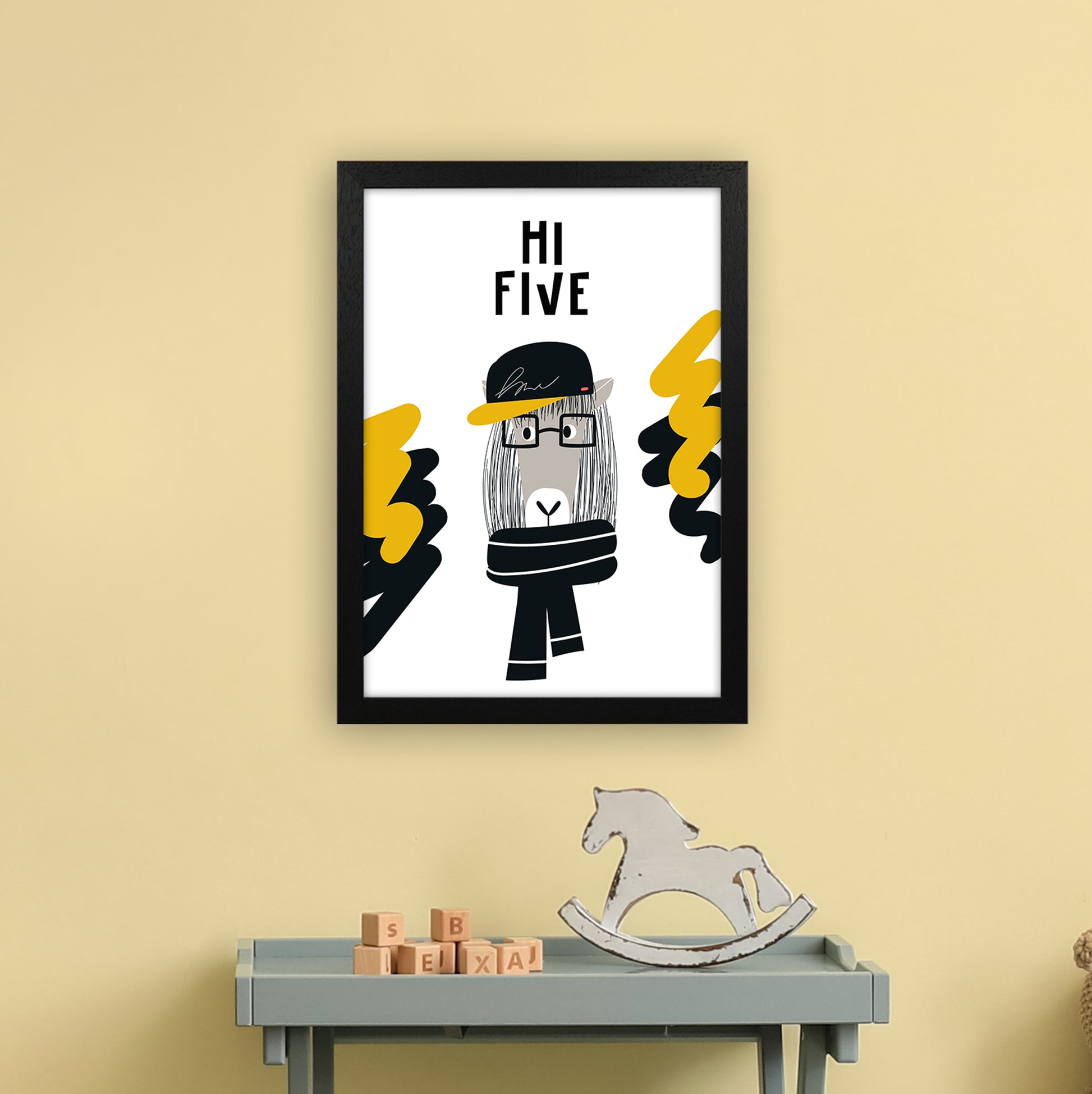 Hi Five Pop  Art Print by Pixy Paper A3 White Frame