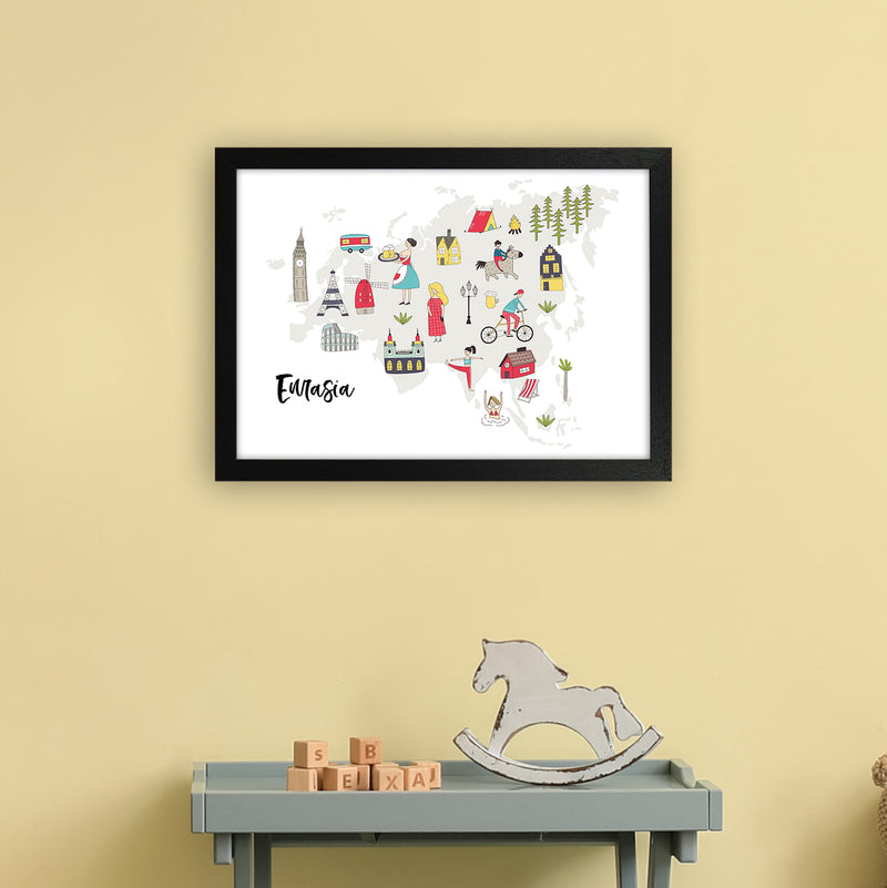 Eurasia Map  Art Print by Pixy Paper A3 White Frame
