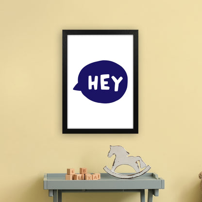 Hey Bubble Navy Super Scandi  Art Print by Pixy Paper A3 White Frame