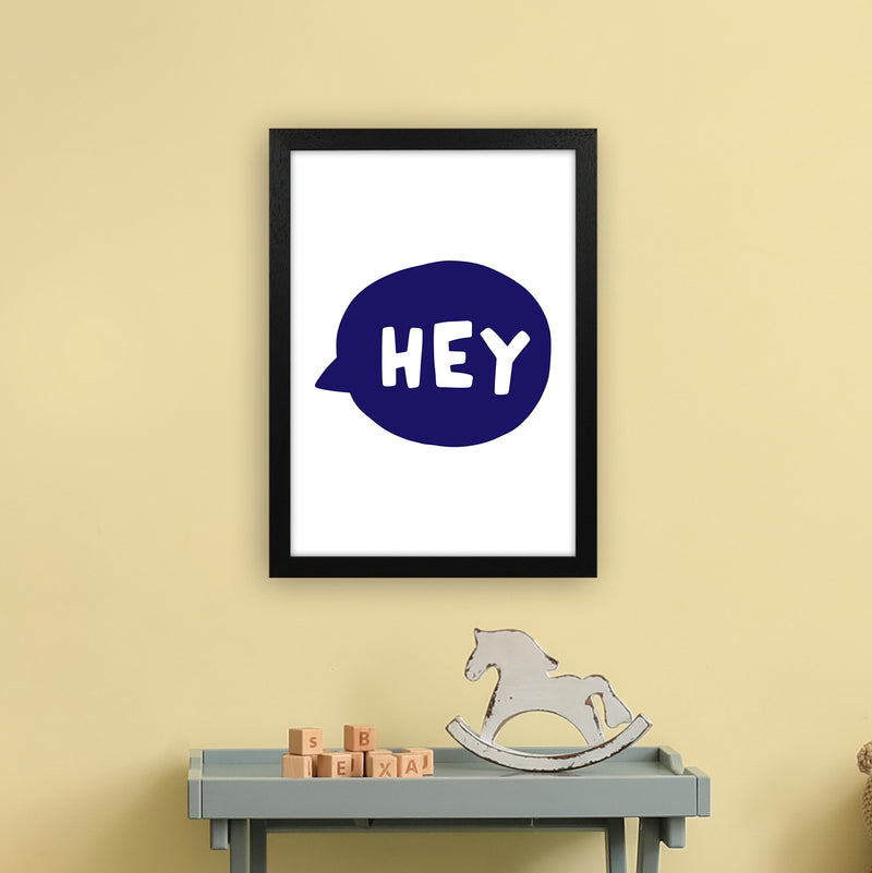 Hey Bubble Navy Super Scandi  Art Print by Pixy Paper A3 White Frame