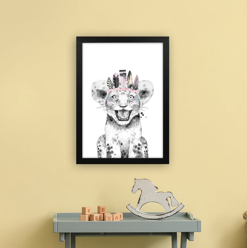 Safari Babies Tiger Feathers  Art Print by Pixy Paper A3 White Frame