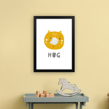 Fox Hug Super Scandi Grey  Art Print by Pixy Paper A3 White Frame