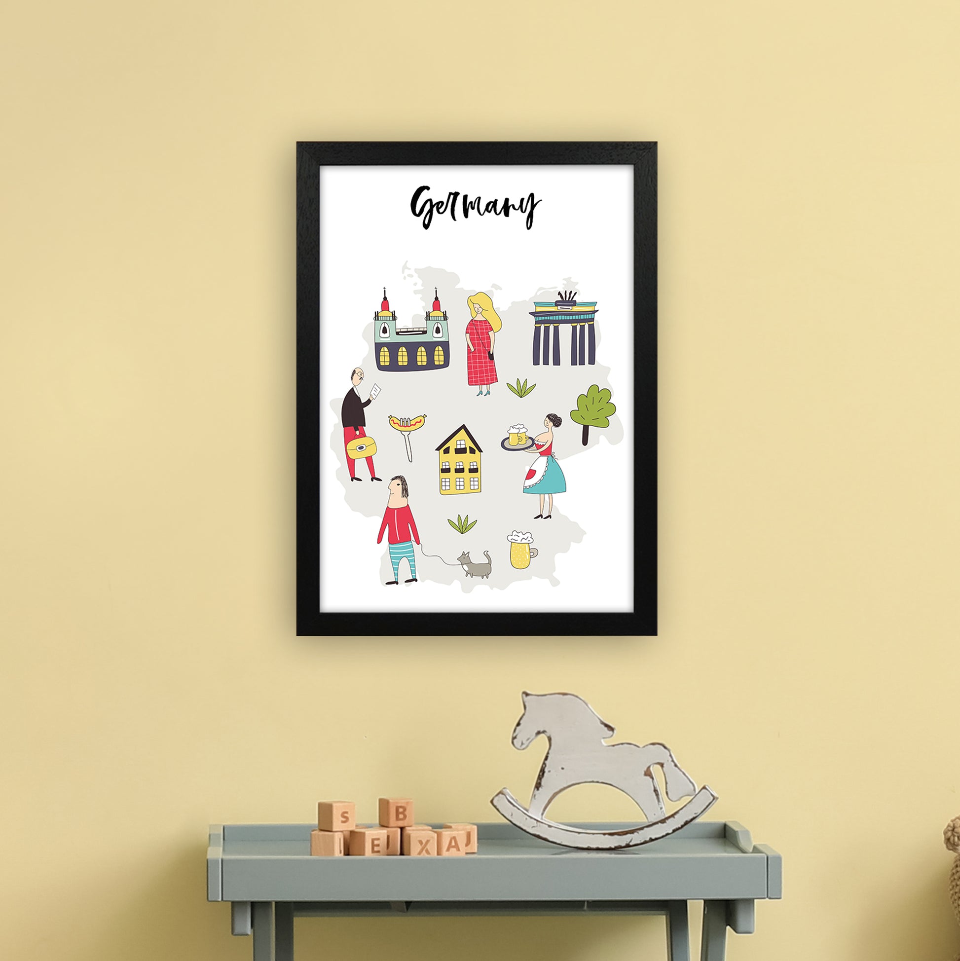 Germany Map  Art Print by Pixy Paper A3 White Frame