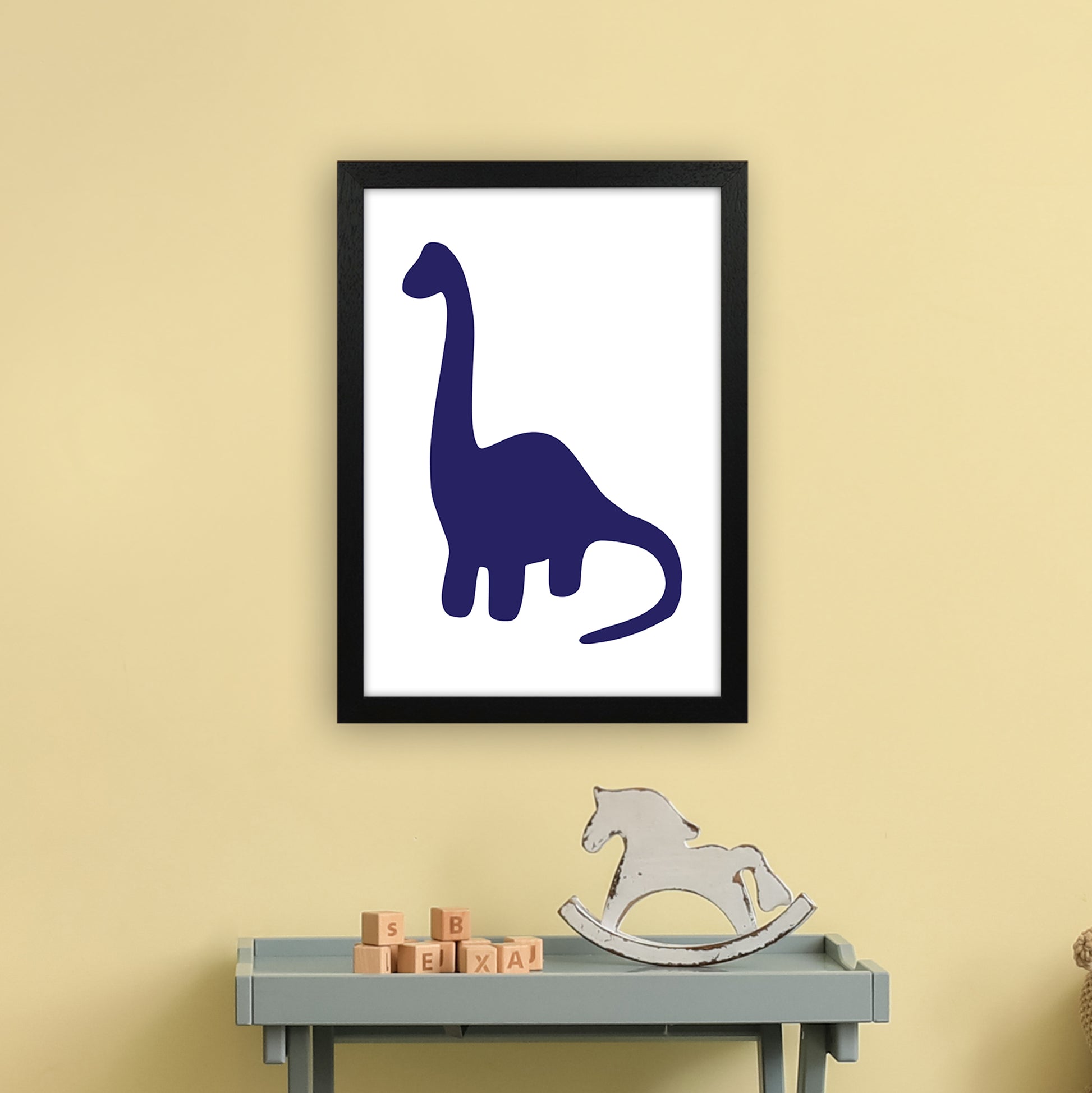 Brach Navy  Art Print by Pixy Paper A3 White Frame