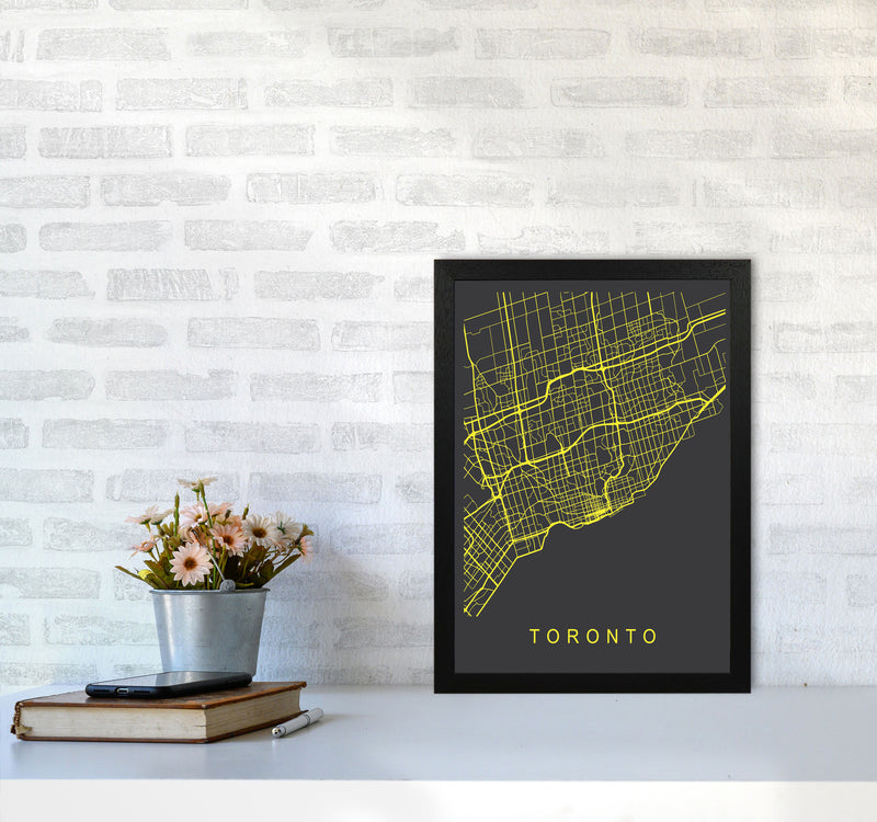 Toronto Map Neon Art Print by Pixy Paper A3 White Frame