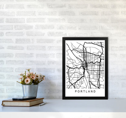 Portland Map Art Print by Pixy Paper A3 White Frame
