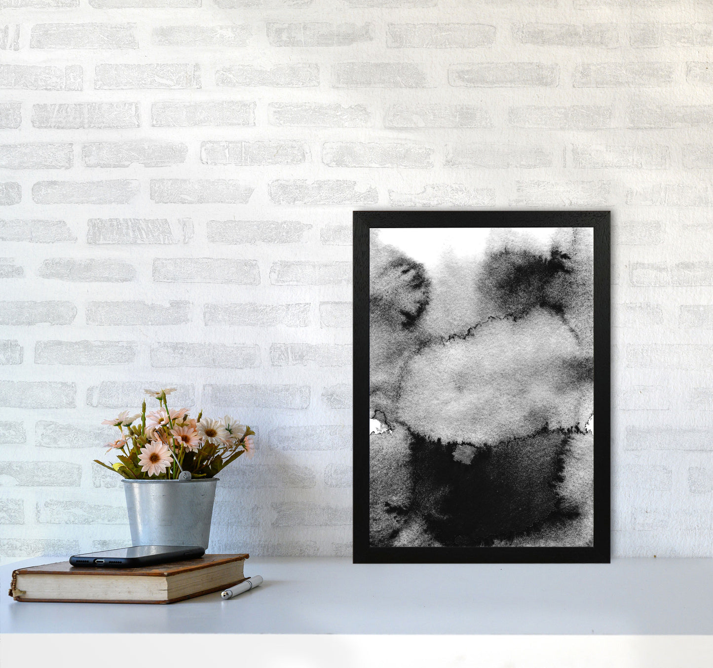 Majestic Monochrome Watercolour 14 Art Print by Pixy Paper A3 White Frame