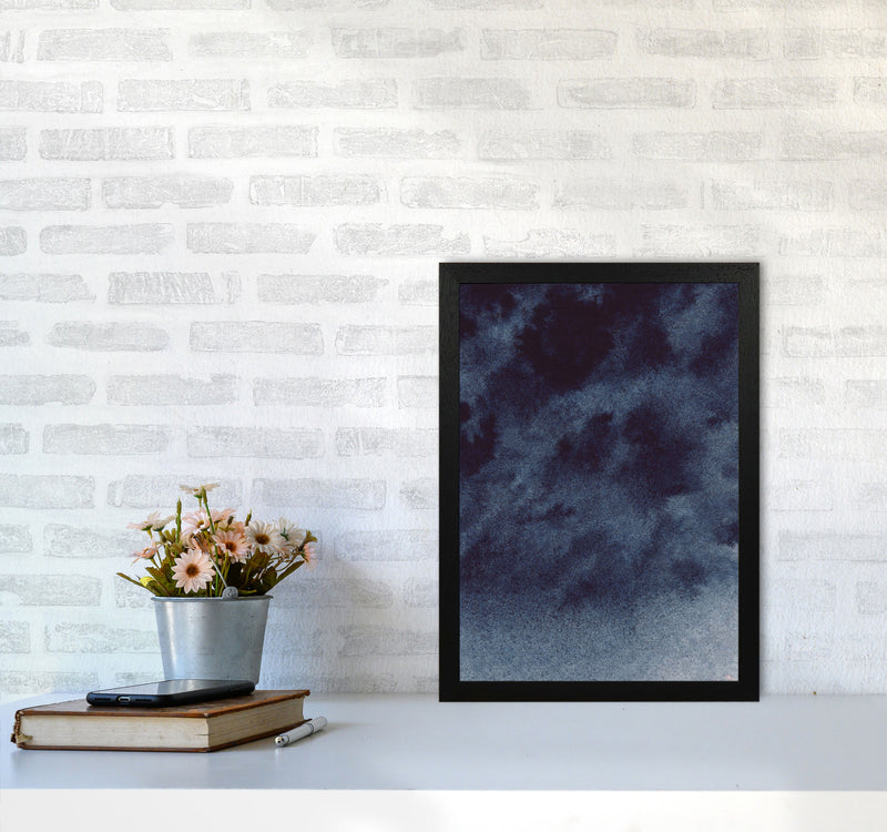 Sand Navy Watercolour Art Print by Pixy Paper A3 White Frame