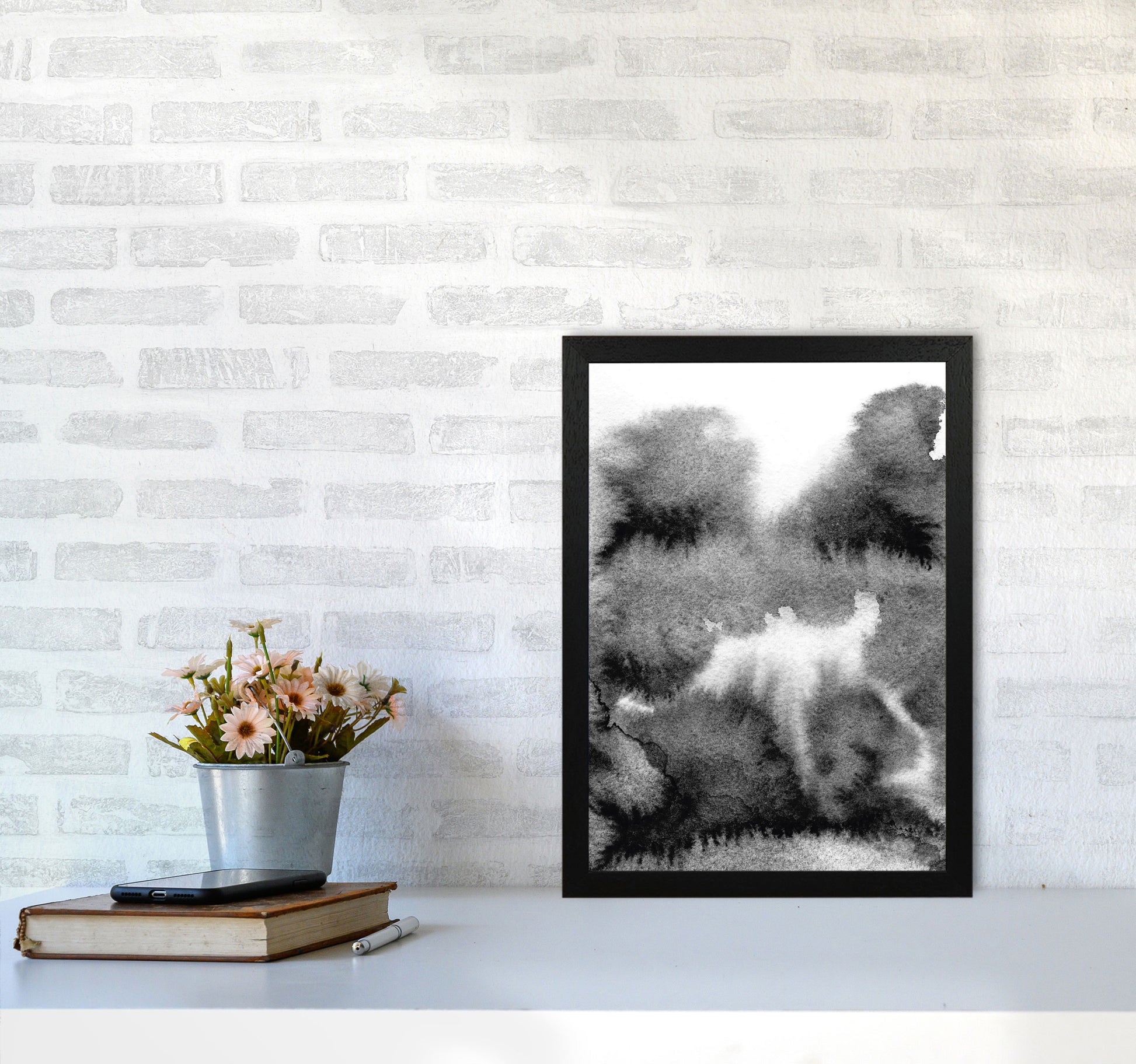 Majestic Monochrome Watercolour 17 Art Print by Pixy Paper A3 White Frame