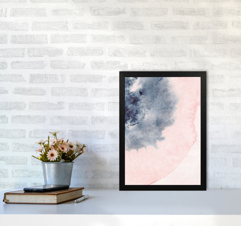 Sand Pink and Navy Watercolour 05 Art Print by Pixy Paper A3 White Frame