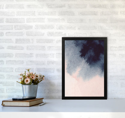 Sand Pink and Navy Watercolour 01 Art Print by Pixy Paper A3 White Frame