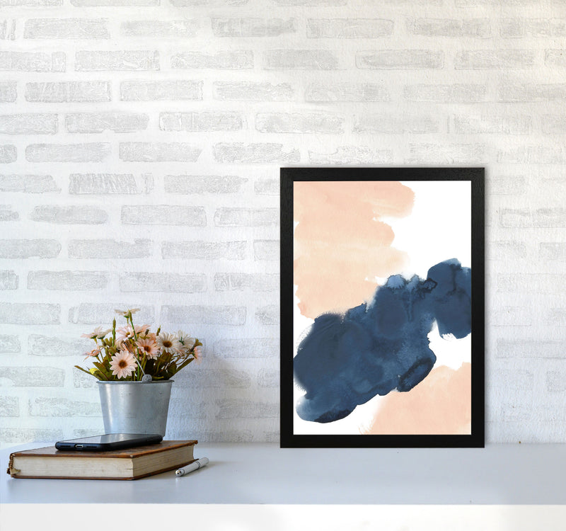 Aztec Blush and Navy Watercolour 02 Art Print by Pixy Paper A3 White Frame