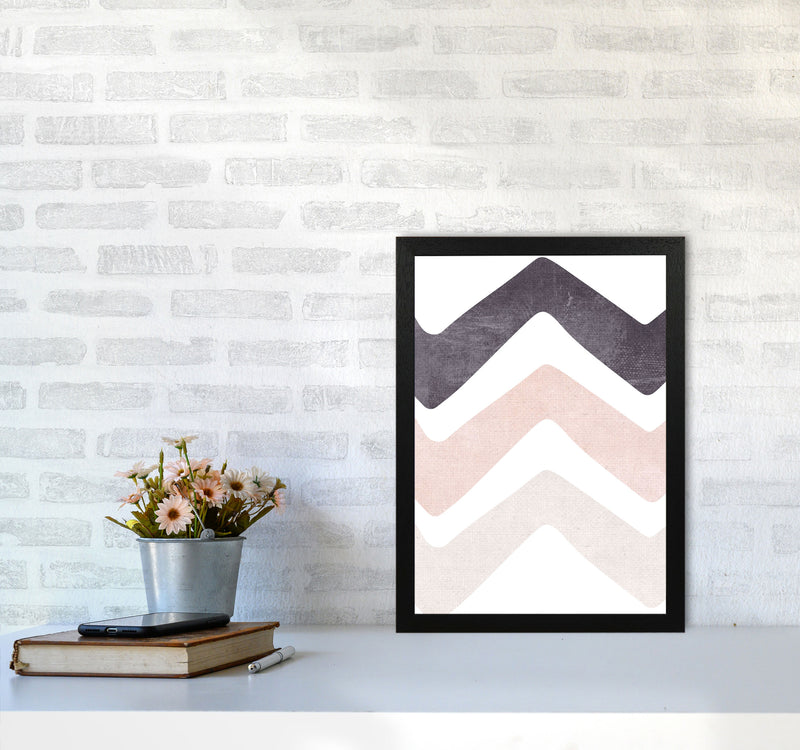 Zig zags pink cotton Art Print by Pixy Paper A3 White Frame