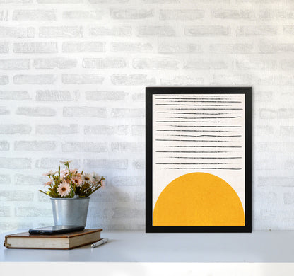 Sun lines mustard Art Print by Pixy Paper A3 White Frame