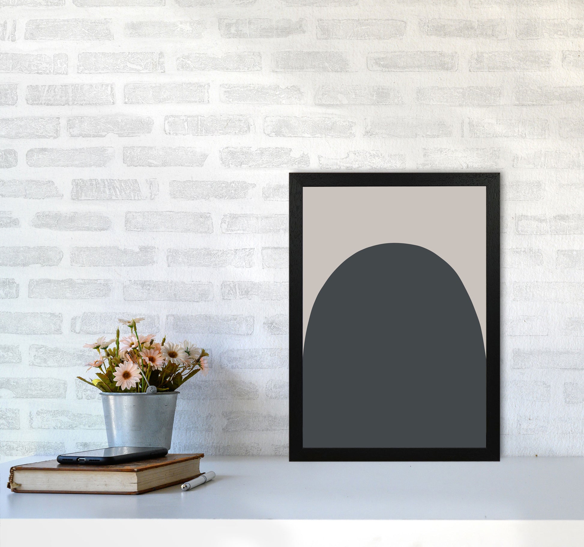 Inspired Off Black and Stone Hill Art Print by Pixy Paper A3 White Frame
