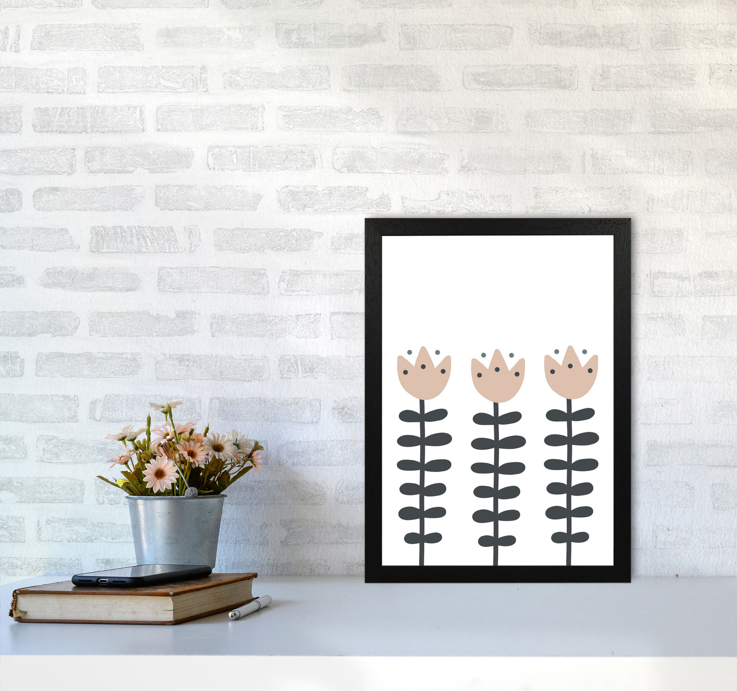 Inspired Flowers Art Print by Pixy Paper A3 White Frame