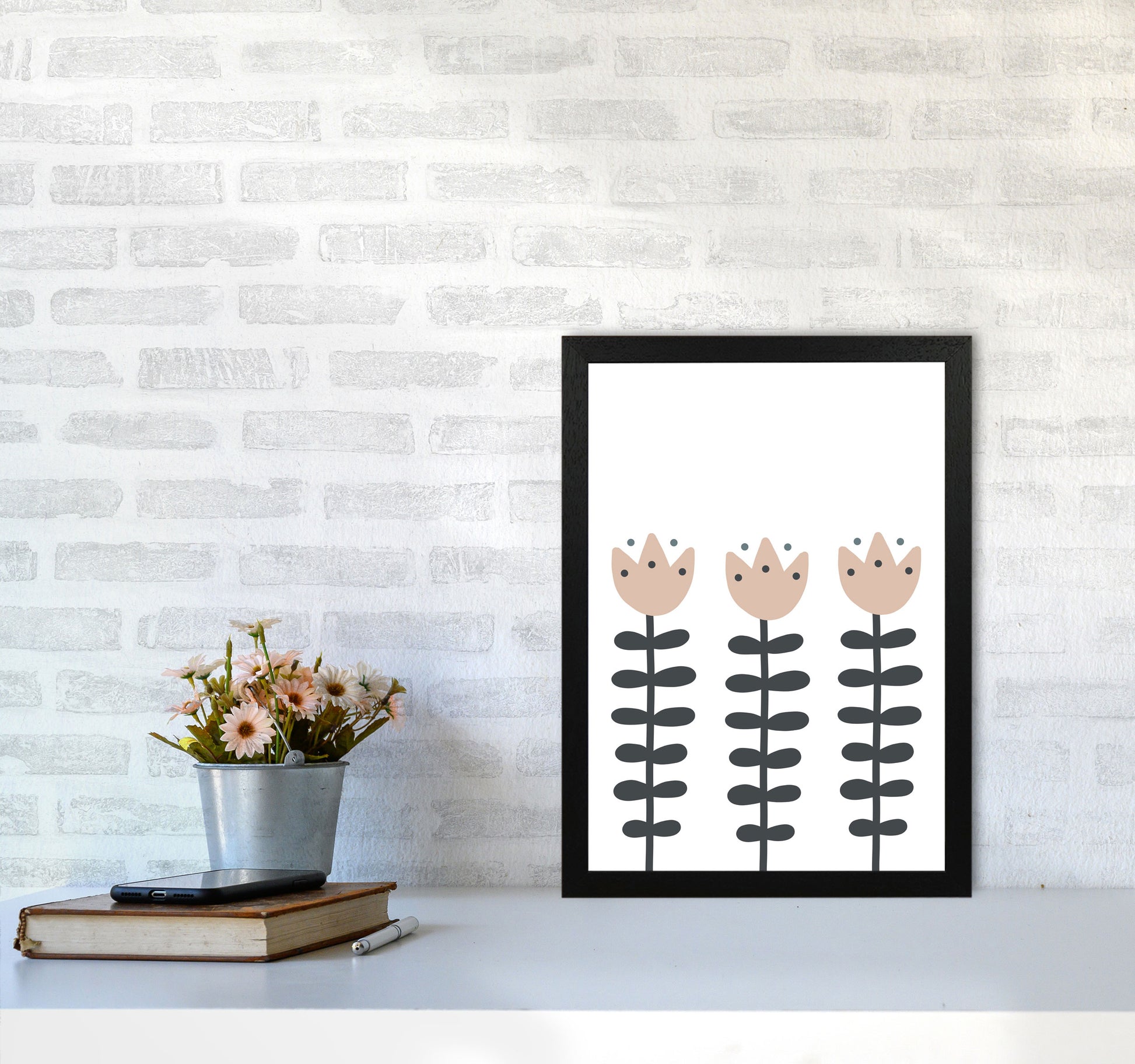 Inspired Flowers Art Print by Pixy Paper A3 White Frame