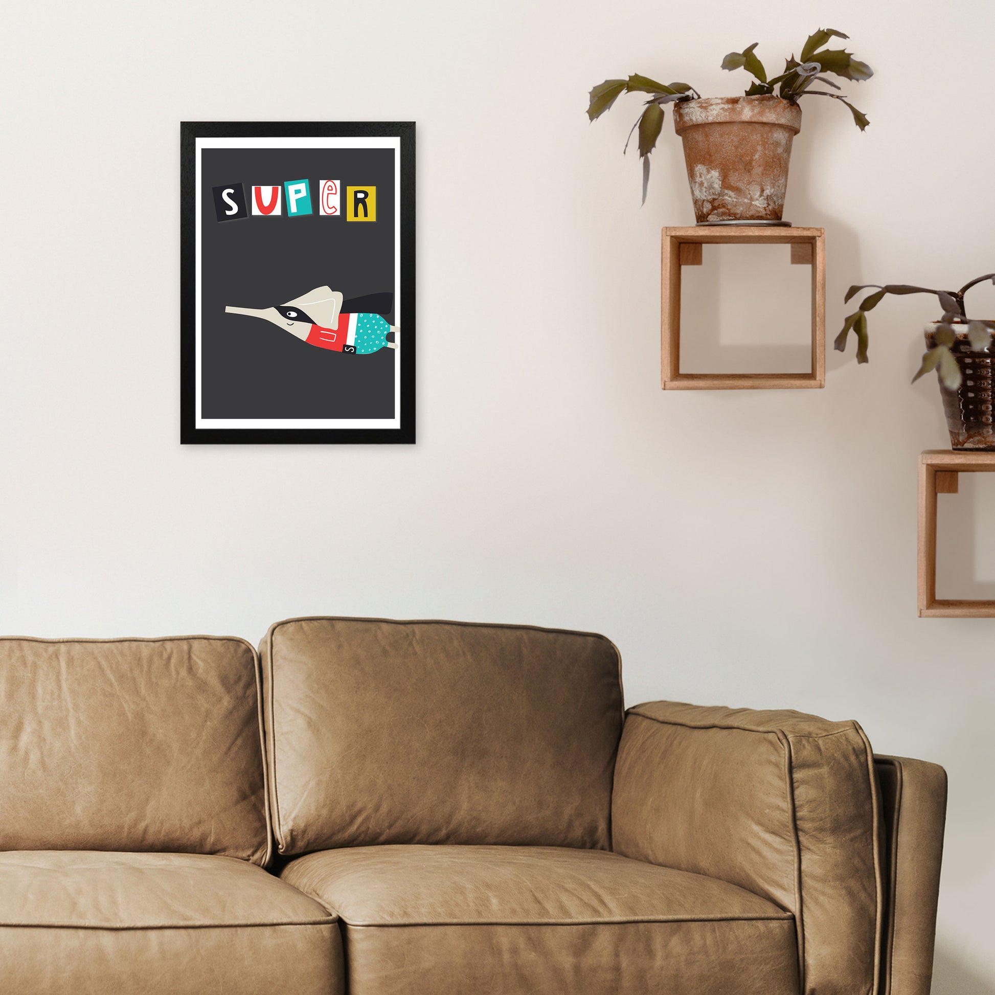 Super elephant Art Print by Pixy Paper A3 White Frame