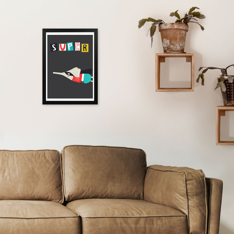 Super elephant Art Print by Pixy Paper A3 White Frame